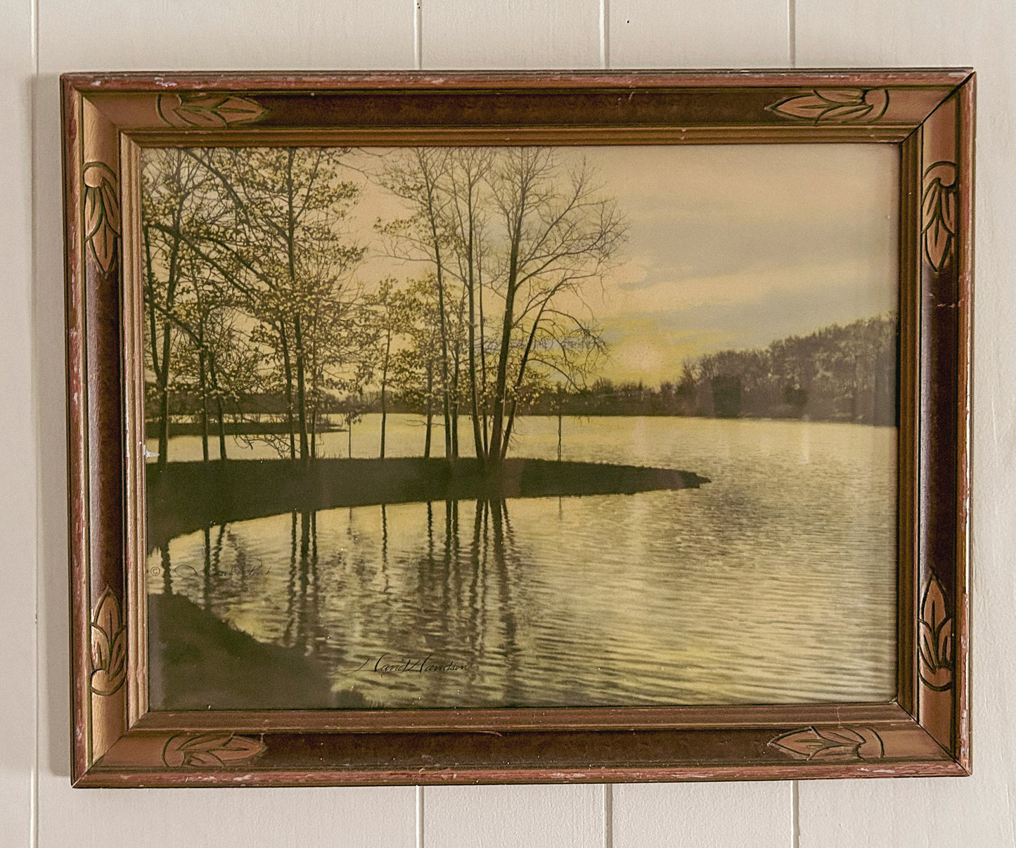 Vintage framed landscape photograph